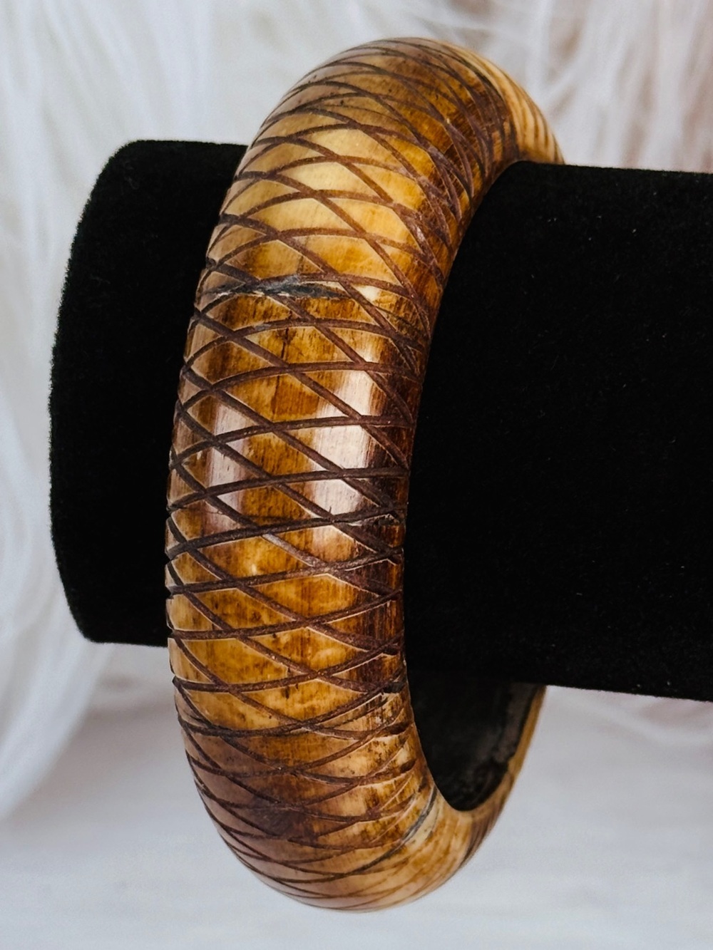 Vintage Brown and Tan Weighted bohemian chic Bangle Bracelet